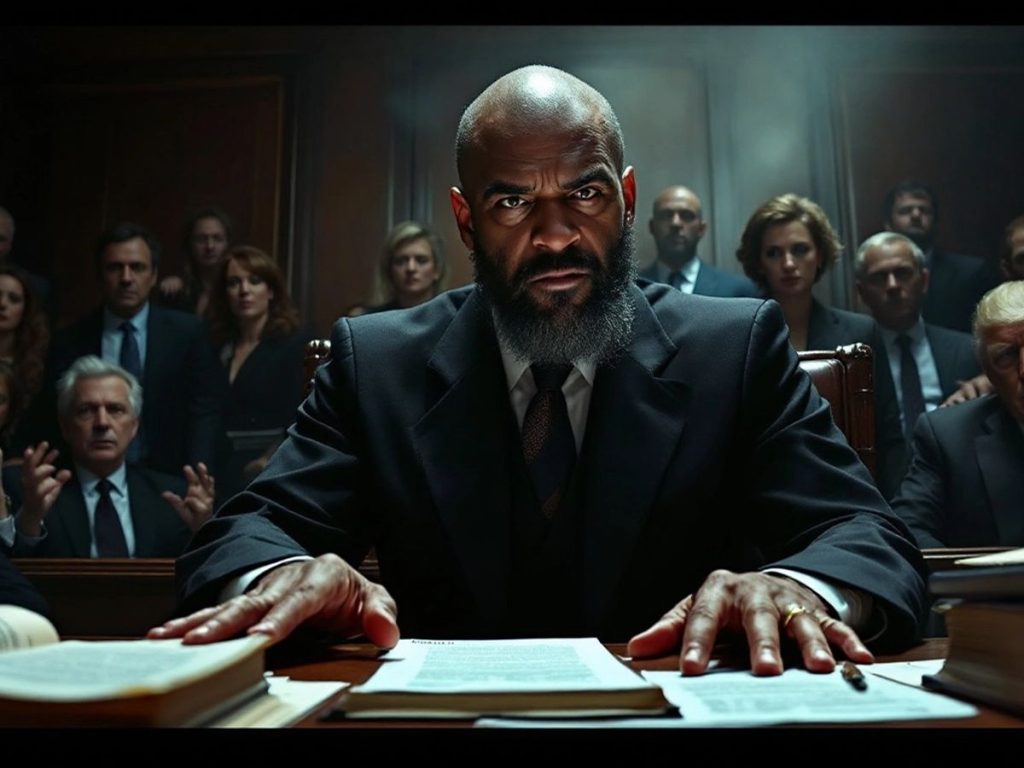 Avocat în instanță, prezentând un caz cu încredere.