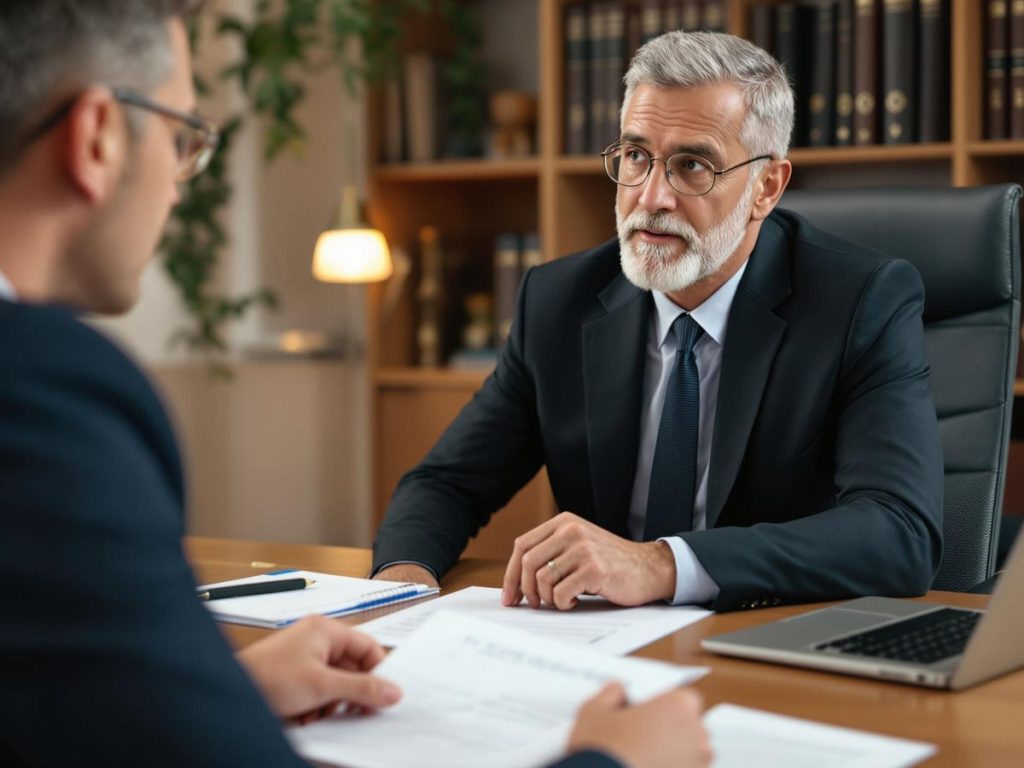 Avocat într-o întâlnire cu clientul său.