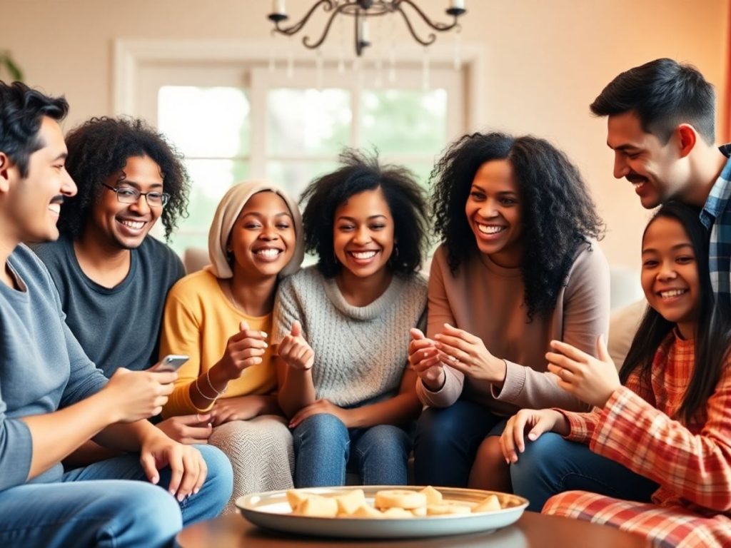 Familie diversa reunita intr-un mediu cald si primitor.