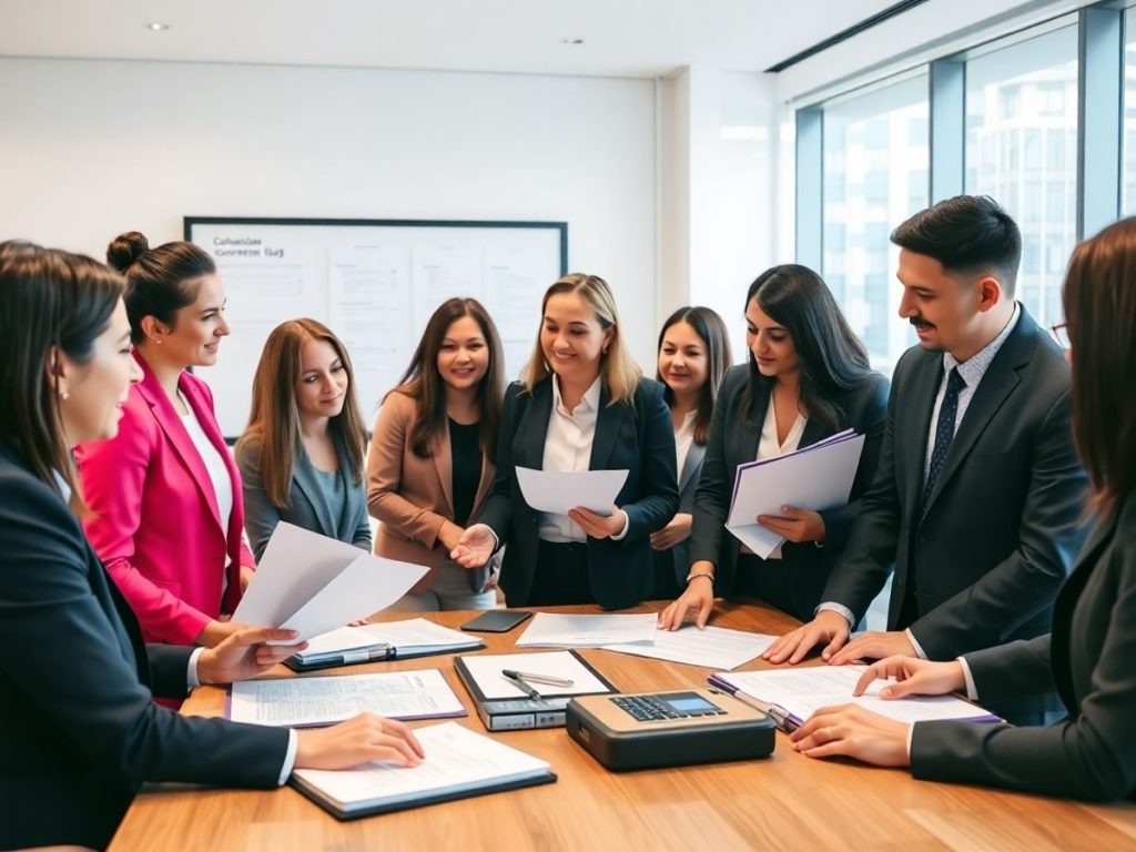 Discuții despre dreptul comercial în mediul de afaceri.